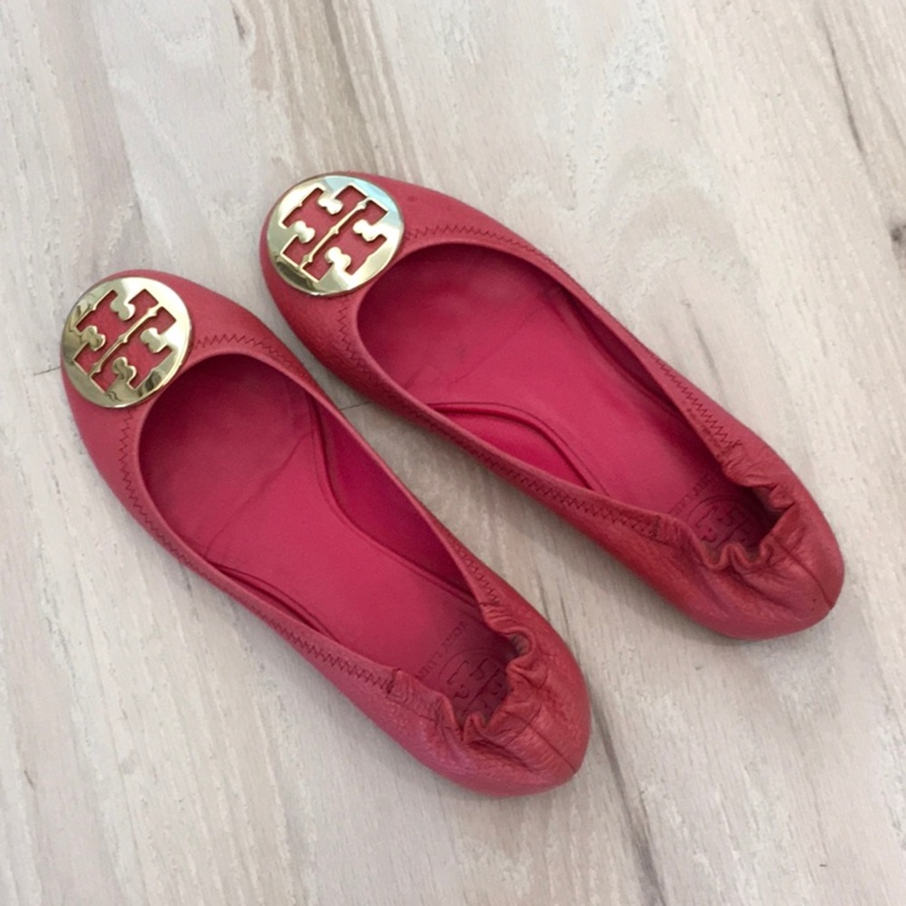 Tory Burch flats size 8 1/2 raspberry red.